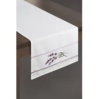 Dekoratīvais galdauts 40X140 Rebeca balti violeta izšūta lavanda 1168111