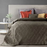 Dekoratīvais gultas pārklājs 170X210 Ariel 3 brūns velūra ģeometrisks raksts Eurocurtains 378980