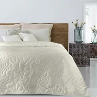 Dekoratīvais gultas pārklājs 220X240 Ariel 4, krēmkrāsas ar ziediem, samts 374253