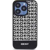 Dkny Pu Leather Repeat Pattern Bottom Stripe Magsafe Case for iPhone 15 Pro Black Dkhmp15Lpsospk