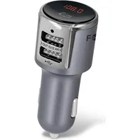 Forever Tr-340 Bluetooth 4.2 Fm Transmitter Priekš Auto Radio ar Mikrofonu un Tālvadības pulti  Uzlādes Ligzdas 2Xusb 2.1A Pelēks Gsm035872