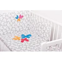Gluck Baby Izšūta gultasveļa izmērs 100X135 ar aizsargu 3 gab Tauriņi balti un pelēki 025 1640051