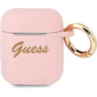 Guess Gua2Sssi Airpods cover różowy pink Silicone Vintage Script