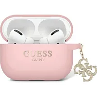 Guess Guap2Lecg4P Airpods Pro 2 cover różowy pink Liquid Silicone Glitter Triangle Charm