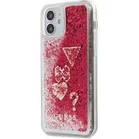 Guess Guhcp12Sglhflra iPhone 12 mini 5,4 malinowy raspberry hardcase Glitter Charms