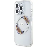 Guess Pc Tpu Flowers Ring Glossy Logo Magsafe Case for iPhone 15 Pro Transparent Guhmp15Lhfwfct