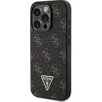 Guess Pu Leather 4G Triangle Metal Logo Case for iPhone 15 Pro Black Guhcp15Lpg4Gpk