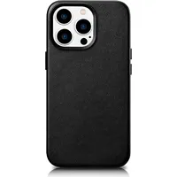 Icarer Dabīgās ādas apvalka vāciņš priekš iPhone 14 Pro Max Magsafe Case Leather, melns 6975092685357