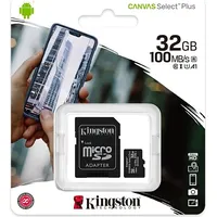 Kingston memory card 32Gb microSDHC Canvas Select Plus cl. 10 Uhs-I 100 Mb s  adapter Sdcs2/32Gb