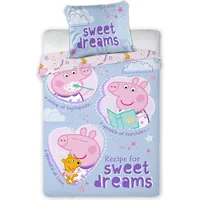 Kokvilnas gultas veļa 100X135 Peppa Pig sweet dreams zila violeta 2594 spilvendrāna 40X60 1520600