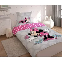 Kokvilnas gultas veļa 140X200 Mini Minnie Mouse pelēki rozā polka punktiņi 2452 2049401