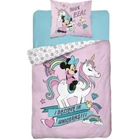 Kokvilnas gultas veļa 140X200 Mini Mouse 6529 Minnie Unicorn vienradzis zvaigznes rozā 3095 A 2041376