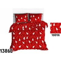 Kokvilnas gultas veļa 160X200 1386E sarkanas Ziemassvētku eglītes 1001N 1943502