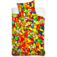 Kokvilnas gultas veļa 160X200 Lego klucīši, krāsaini, ar vienu spilvendrānu 70X80 C24 Nl191319
