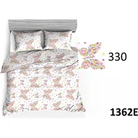 Kokvilnas gultasveļa 160X200 1362E balti tauriņi krāsaini ziedi 330N 1944095