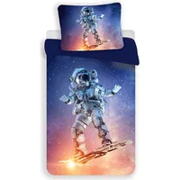 Mikrošķiedras gultas veļa 140X200 Astronaut zila krāsaina spilvendrāna 70X90 2351840