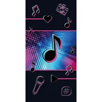 Pludmales dvielis 70X140 Piezīmes Mūzikas pasaule melns zils rozā 1118 bērnu kokvilnas jauniešu mikrofons 2300954