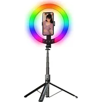 Selfie Stick - with detachable bluetooth remote control, tripod and ring lamp Rgb P100-Rgb Black Uch001159