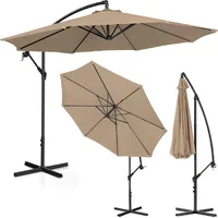 Uniprodo Dārza lietussargs uz rokas, apaļš noliecams, diam. 300 cm pelēkbrūns 10250532