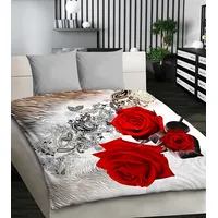 3D mikrosatīna gultas veļa 160X200 08 sarkanas rozes ornamentā 0965 BedYou 1640673