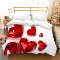 3D mikrosatīna gultas veļa 200X220 38 Mīlestības sirds kristāli Valentīna diena 0025 1949541