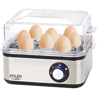 Adler Ad 4486 egg cooker 8 eggs 800 W Black,Satin steel,Transparent