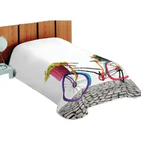 Akrila segas gultas pārklājs 155X220 3D Fluff 80 City Bike Krāsaini un dzīvespriecīgi ziedi 1640827