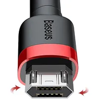Baseus Cafule kabelis izturīgs neilona pīts vads Usb  micro 2A 3M melns-sarkans Camklf-H91