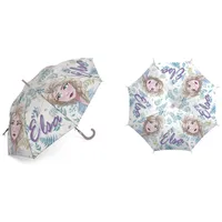 Bērnu lietussargs Frozen 3230 Elsa lapas balta zaļa violeta rozā lietussarga rokturis Wd13323-A