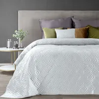 Dekoratīvais gultas pārklājs 170X210 Ariel 3 balts velūra ģeometrisks raksts Eurocurtains 378976