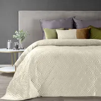 Dekoratīvais gultas pārklājs 170X210 Ariel 3 krēmkrāsas samts ar ģeometrisku rakstu Eurocurtains 378982
