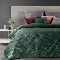 Dekoratīvais gultas pārklājs 170X210 Ariel 3 tumšs piparmētru samts ar ģeometrisku rakstu 367956
