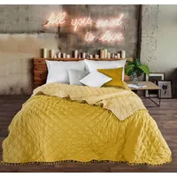 Dekoratīvais gultas pārklājs 220X240 Lelly gaiši dzeltens ar bārkstīm 1170778