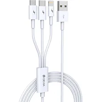 Devia cable Smart 3In1 Usb - Lightning  Usb-C microUSB 1,2 m 2A white Bra007415