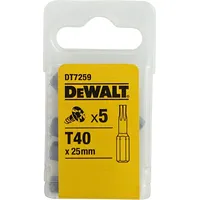 Dewalt-Akcesoria komplektā 5 gab. 1/4 uzgaļi Torx skrūvēm, izmērs Tx40/25Mm, Dewalt Dt7259-Qz.