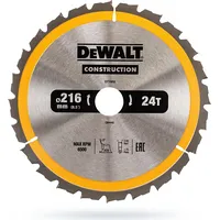 Dewalt-Akcesoria Ripzāģis koka griešanai 216/30Mm, griešanas biezums 2,6Mm, 24 zobi, Construction Dewalt Dt1952-Qz