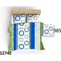 Flaneļa gultasveļa 140X200 1274E, balta, apļi, zilas svītras 1943199
