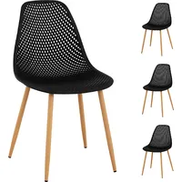 FrommAmpStarck Skandināvu ažūra plastmasas krēsls ar tērauda kājām līdz 150 kg, 4 gab.melns 10260131