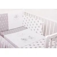 Gluck Baby Izšūtas gultas veļa izmērs 100X135 ar aizsargu 3 gab. Silver Stars balts un sudrabs 076 1640056