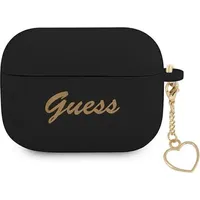 Guess case for Airpods Pro Guaplschsk black Silicone Heart Charm