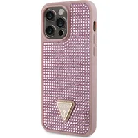Guess Rhinestones Triangle Metal Logo Case for iPhone 15 Pro Max Pink Guhcp15Xhdgtpp