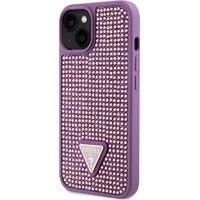 Guess Rhinestones Triangle Metal Logo Case for iPhone 15 Plus Purple Guhcp15Mhdgtpu
