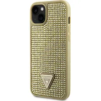 Guess Rhinestones Triangle Metal Logo Case for iPhone 15 Gold Guhcp15Shdgtpd