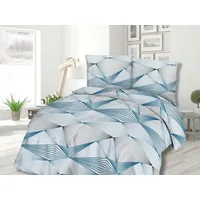 Kokvilnas gultas veļa 140X200 71449/1 ģeometrija zila balta Cottonlove 2300068
