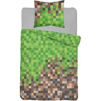 Kokvilnas gultas veļa 140X200 Minecraft spēles pikseļi kubs zaļš brūns 3157 A 9865 2049074