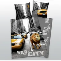 Kokvilnas gultas veļa 155X220 Lion Ny New York 4458 Wild City spilvendrāna 80X80 4459201039