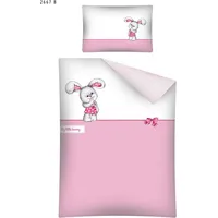 Kokvilnas gultasveļa 100X135 2667 B truša polka punktiņi balti rozā abpusēji 2040564