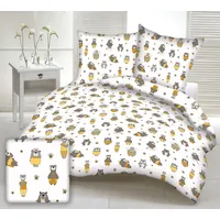 Kokvilnas gultasveļa 160X200 1534E balts rotaļu lācītis, gudrības, drēbes, dzeltenās bites 1948160