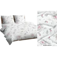 Kokvilnas gultasveļa 160X200 balti pelēki rozā lapas ziedi 4303 B kokvilna Maks 2302381