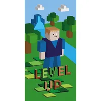 Pludmales dvielis 70X140 Minecraft Level Up 76 zaļa zila bērnu kokvilna 2302002